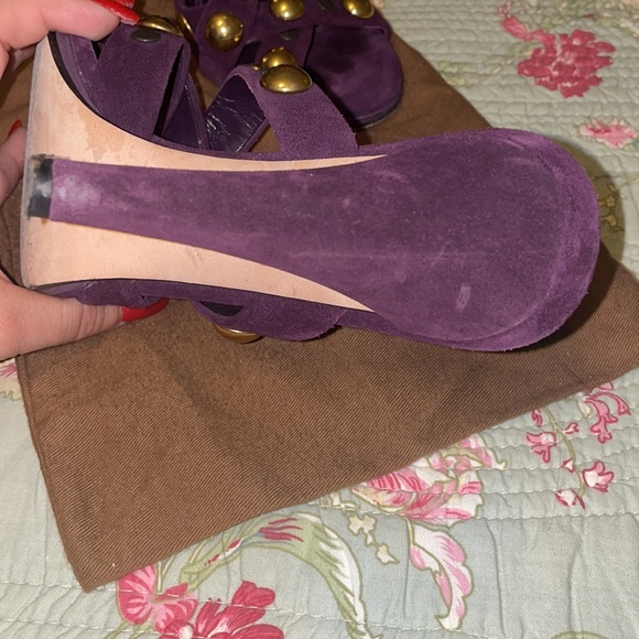 Gucci Vintage Purple Velvet Studded Heels - Picture 7 of 8